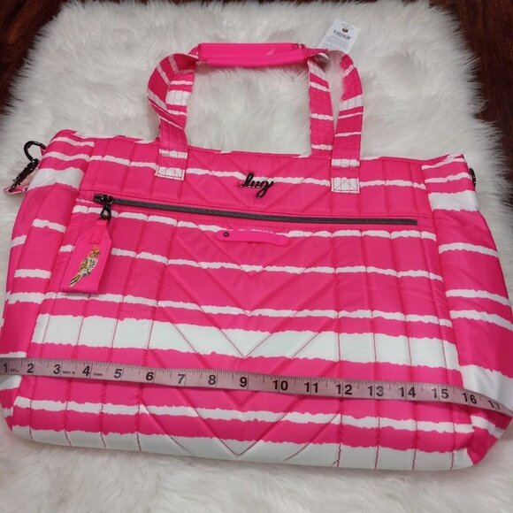 NWT Lug Paddle Tote Bag In Pink/White Stripe - Picture 13 of 14